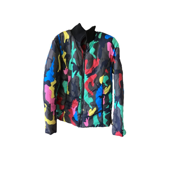 Multicolor Camo PufferZip Up Lined Jacket Size M